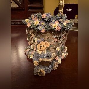 2000 Boyds Bear "Clementine ... Garden Romance" Tealight Candle Holder #27757